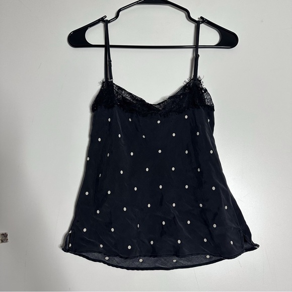 Anine bing silk black polka dot lace trim Monroe camisole - Picture 6 of 6